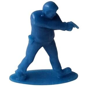 Vintage Blue‎ plastic Figure Police Officer Man Solider With Pistol